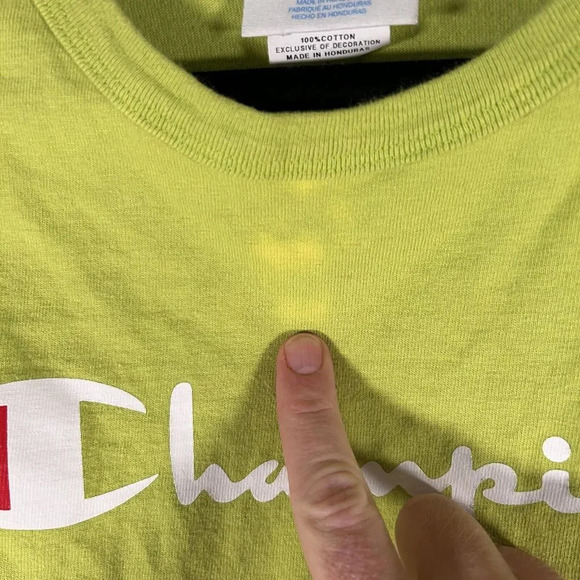 Champion Crop Top Women's Large Green Short Sleeve Crew Neck 100% Cotton - Picture 5 of 10